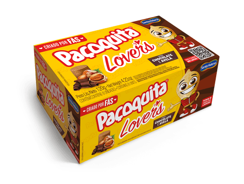 Paçoquita Rolha Lovers Chocolate e Avelã Santa Helena Display de 120g com 8 Unidades