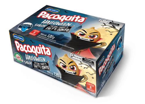 Paçoquita Halloween Rolha Meia Noite Eu Te Conto Display De 120G Com 8 Unidades